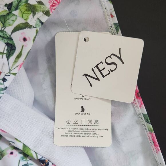 Nesy Pink and Green Floral Print Swim Dress NWT Size XL Long Sleeve Swim Dress - Picture 6 of 10